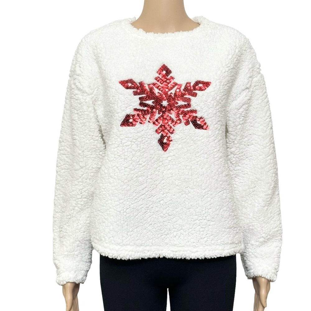 Venus Snowflake Christmas  Sweater Woman’s Medium White